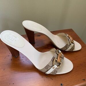 Gucci Beige Sandal, Classic design, Strapless High Heeled Sandal, size 9